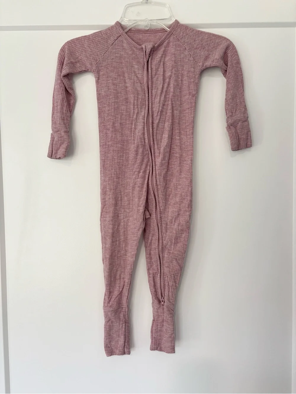 Little sleepies Pink Ribbed Bamboo Zippy One Piece Pajama 12/18